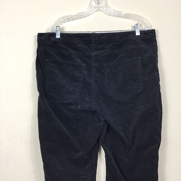 Woman Within Corduroy Black Pants Plus Size 18W Stretch Straight Leg Button Zip - Picture 7 of 8